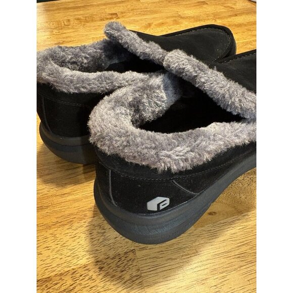 FitVille Recovery Orthopedic Suede Comfort Slipper Slip-On Black Diabetic 13W - Picture 6 of 10